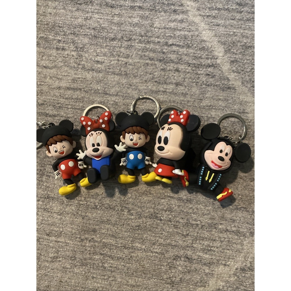 Minnie And Mickey Mouse Key Chains New Colorful Fun Lot Of 5